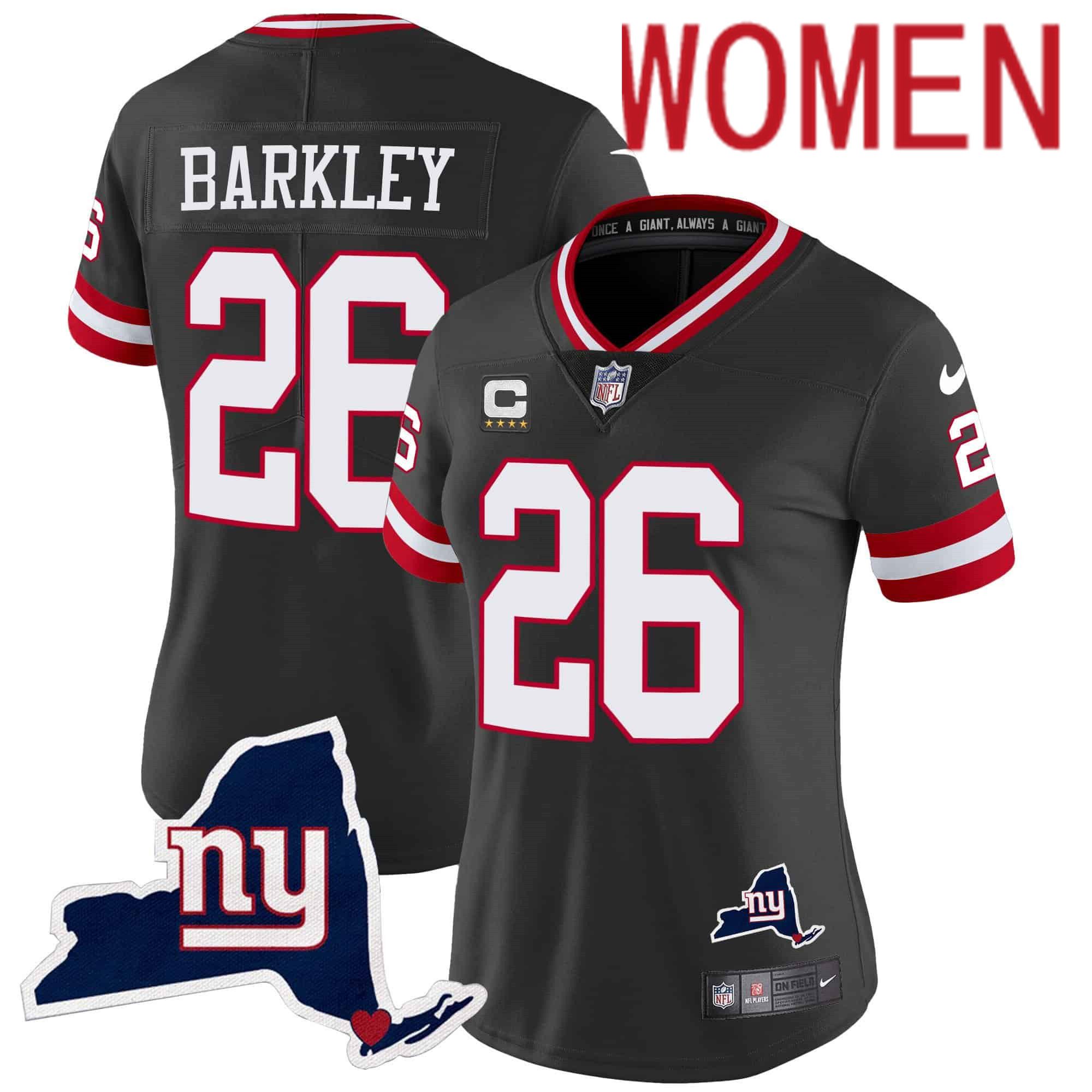 Women New York Giants #26 Barkley Black 2024 Nike Map Patch Limited NFL Jersey style 1